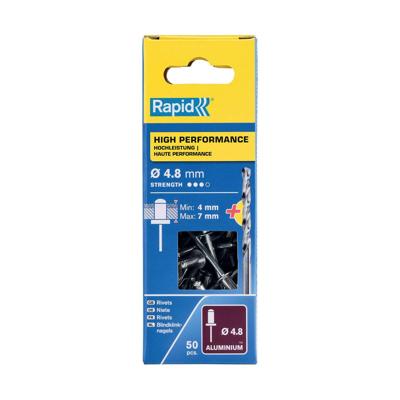 Klinknagels Rapid 5000387 Boor Ø 4,8 x 10 mm Aluminium (50 Stuks)