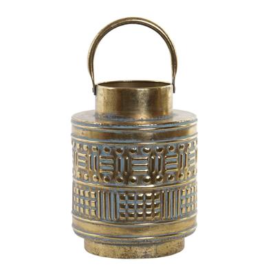 ITEM Kaarshouder - goud - metaal - 28 cm - voor stompkaarsen - sfeervol windlicht