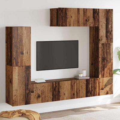 Tv-meubelset 7 pcs Oud hout 80 x 30 x 30 cm Bewerkt hout