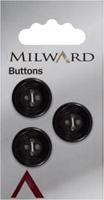 Milward Knoop Zwart Met Opstaande Rand 19mm (3 stuks)