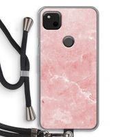 Roze marmer: Pixel 4a Transparant Hoesje met koord