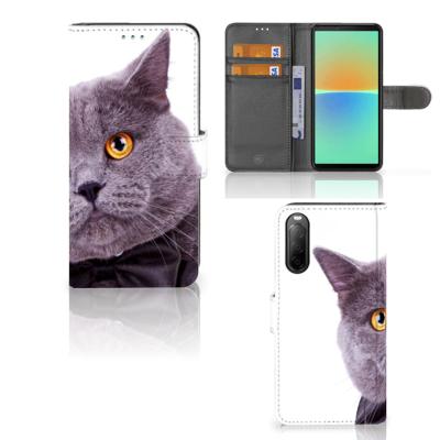 Sony Xperia 10 IV | Telefoonhoesje | Met pasjeshouder | Kat