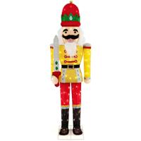 Verlichte Notenkraker Soldaat 166 cm Hoog Levensgroot Notenkraker Figuur met LED Verlichting Kerstdecoratie voor Binnen & Buiten