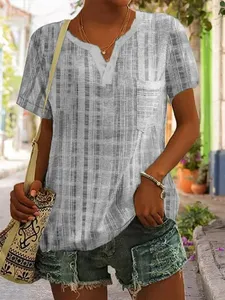 V Neck Loosen Casual Short Sleeve Top