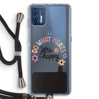Happy days: Motorola Moto G9 Plus Transparant Hoesje met koord Happy days: Motorola Moto G9 Plus Transparant Hoesje met koord