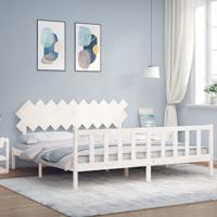 Bedframe zonder matras massief grenenhout wit 200x200 cm