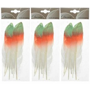 18x Hobby/knutsel veren 18 cm wit/oranje/groen