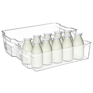 Koelkast/keuken organizer bak - 2x - transparant - kunststof - L37 x B21 x H10 cm - groente lade