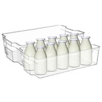 Koelkast/keuken organizer bak - 2x - transparant - kunststof - L37 x B21 x H10 cm - groente lade