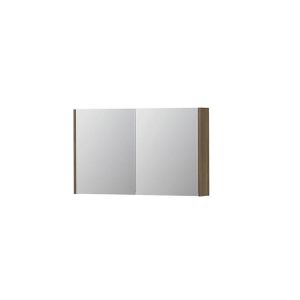 INK SPK1 Spiegelkast - 100x14x60cm - 2 deuren - dubbelzijdige Spiegel - schakelaar en stopcontact - MFC Zuiver eiken 1110670