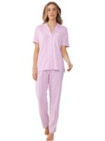 Roze gestreepte doorknooppyjama