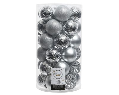 Kerstbal glans mix dia6cm zilver - Decoris
