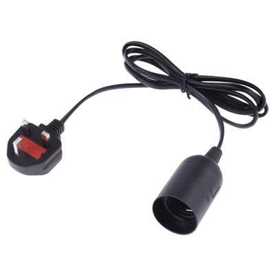 E27 Wire Cap lamp houder kroonluchter stopcontact met 1.5 m verlengkabel grote UK plug (zwart)
