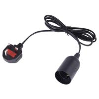 E27 Wire Cap lamp houder kroonluchter stopcontact met 1.5 m verlengkabel grote UK plug (zwart)