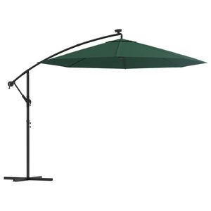 vidaXL Zweefparasol met LED-verlichting en metalen paal 300 cm groen