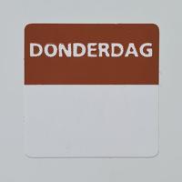 Etiket donderdag wit/bruin 25x25mm 500st