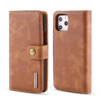 Dg. MING Crazy Horse textuur Flip afneembare magnetische lederen draagtas met houder & card slots & Wallet voor iPhone XI 2019 (bruin)