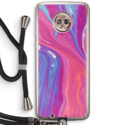 Paarse stroom: Motorola Moto G6 Transparant Hoesje met koord