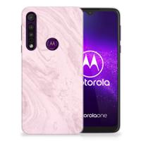 Motorola One Macro | TPU | Siliconen hoesje | Marble Pink - Origineel Cadeau Vriendin