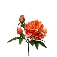Kunstbloem peony spray 64cm oranje