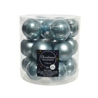 18x stuks kleine glazen kerstballen lichtblauw 4 cm mat/glans - Kerstbal