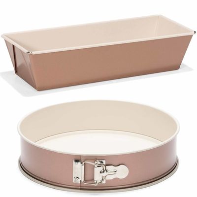 Set van 2x rose gouden bakvormen voor cake en taart 25 en 20 cm