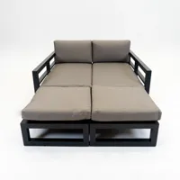 Grosso 4-zits bank + 2x hocker antraciet