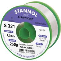 Stannol S321 2,0% 1,0MM SN99CU0,7CD 250G Soldeertin, loodvrij Loodvrij, Spoel Sn99,3Cu0,7 ORH1 250 g 1 mm - thumbnail