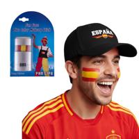 Spanje supporters set - baseballcap zwart - met vlag schminkstift - volwassenen - landen Spanje supporters set - baseballcap zwart - met vlag schminkstift - volwassenen - landen