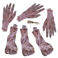 Horror/halloween thema vlaggenlijn feestslinger - bloederige ledematen - plastic - 183 x 30 cm - thumbnail