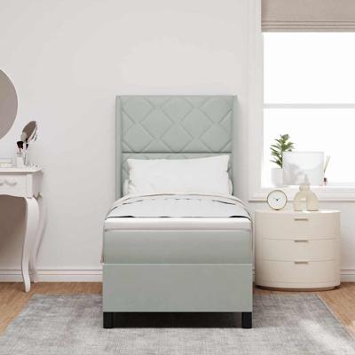 Boxspring bed met hoofdeinde Lichtgrijs 80 x 200 cm Fluweel