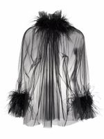 STYLAND blouse ornée de plumes à effet de transparence - Noir