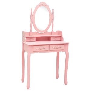 The Living Store Opmaaktafelset - Paulowniahout - 75 x 69 x 140 cm - Roze