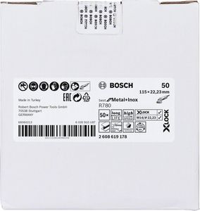 Bosch Accessoires X-LOCK Fiberschijf, 115mm, G50, R780 Best for Metal + Inox - 1 stuk(s) - 2608619178