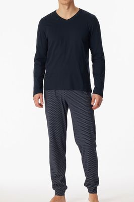 Schiesser pyjama met boorden blauw