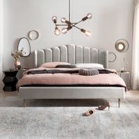 Artistiq Bed 'Harrell' Velvet, 180 x 200cm, kleur Beige