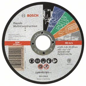 Bosch Accessoires Doorslijpschijf recht Rapido Multi Construction ACS 46 V BF, 125 mm, 22,23 mm, 1,6 mm - 1 stuks - 2608602383