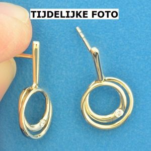 TFT Oorhangers Rond Diamant 0.040ct (2x 0.02ct) H SI Geelgoud Glanzend