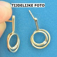 TFT Oorhangers Rond Diamant 0.040ct (2x 0.02ct) H SI Geelgoud Glanzend - thumbnail