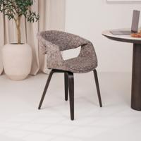 WOOOD Eetkamerstoel 'Yossi' Geweven stof, kleur Bruin