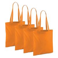 Draagtasje met hengsels - 4x - oranje - 42 x 38 cm - katoen - 10 liter - boodschappen - gymtas - thumbnail