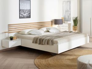 Tweepersoonsbed LATINO 160x200 cm wit/artisan eik