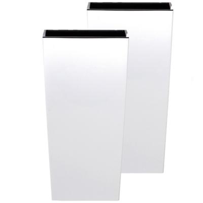 Bloempot/plantenpot Urbi - Set van 4x stuks - wit - kunststof - 24 x 24 x 45 cm - hoog - met binnenp