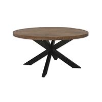 Livingfurn Ronde Eettafel Rocky Mangohout en staal - thumbnail