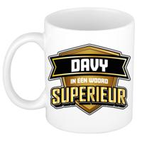 Naam mok Davy - wit - Superieur - keramiek - 300 ml - cadeau collega beker