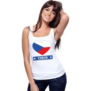 Tsjechie hart vlag singlet shirt/ tanktop wit dames