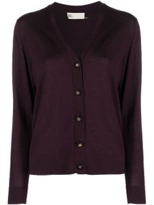 Tory Burch cardigan en maille fine à col v - Rouge