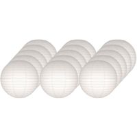 15x Witte bruiloft versiering lampionnen rond 25 cm   - - thumbnail