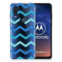 Motorola One Vision | TPU bumper | Zigzag Blauw