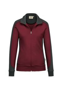 Hakro 277 Women's sweat jacket Contrast MIKRALINAR® - Burgundy/Anthracite - 3XL